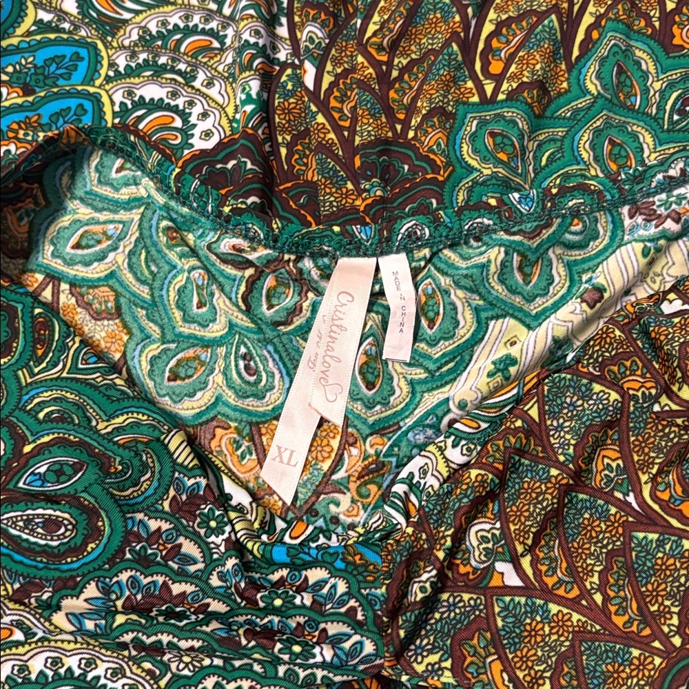 Cristinalove Teal & Green Patterned V-Neck Maxi Dress - Picture 4 of 11